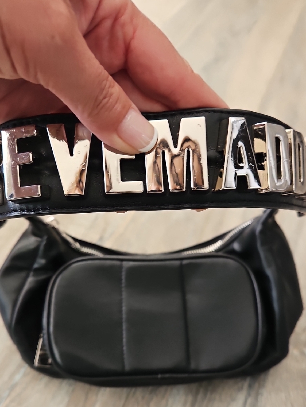 Steve Madden Black Bag with Silver Logo Plaque